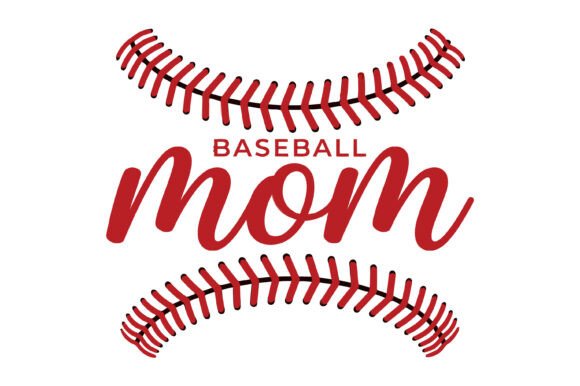 Baseball Mom Stitch Script Red SVG