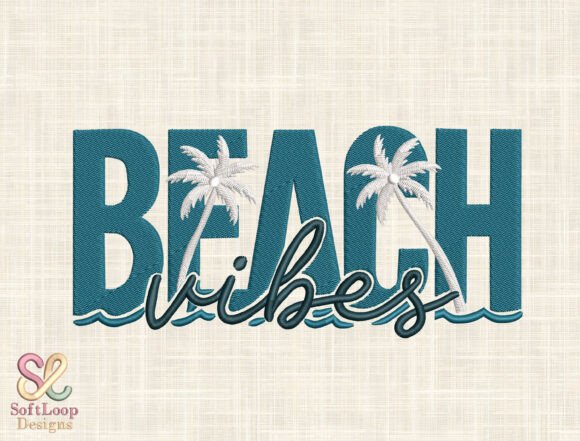 Beach Vibes Embroidery Design: Coastal Style for Any Project