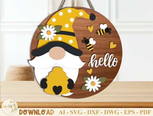 Daisy Gnome Door Hanger Laser Cut SVG