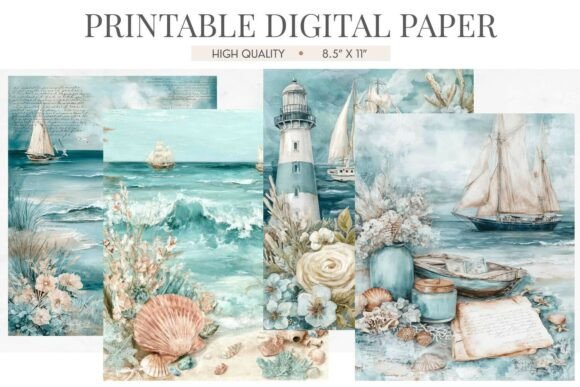 Nautical Sailboat Scrapbook Digital Paper: A Timeless Maritime Collection for Modern Creators