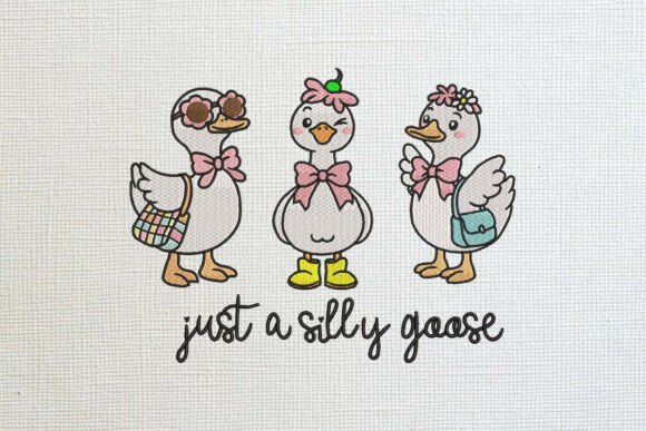Three Silly Geese Embroidery Design
